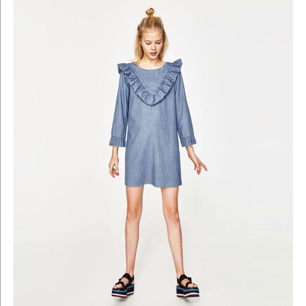 Zara Denim Frill Dress